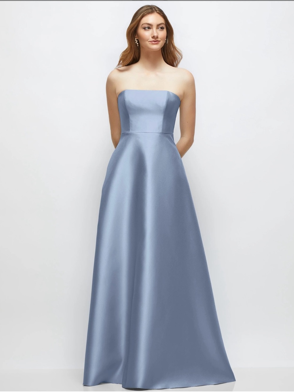 Dessy Collection Strapless Light Blue Evening Gown